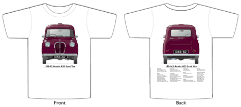 Austin A35 Van 1956-62 T-shirt Front & Back